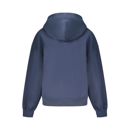 Tommy Hilfiger Blue Cotton Women Sweater, back view showing hood and long sleeves.