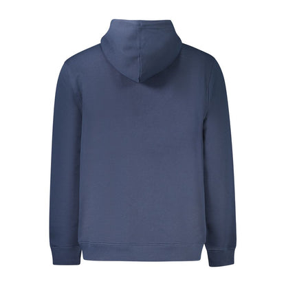 Tommy Hilfiger Blue Cotton Men Sweater with hood, showcasing sustainable style and iconic design.