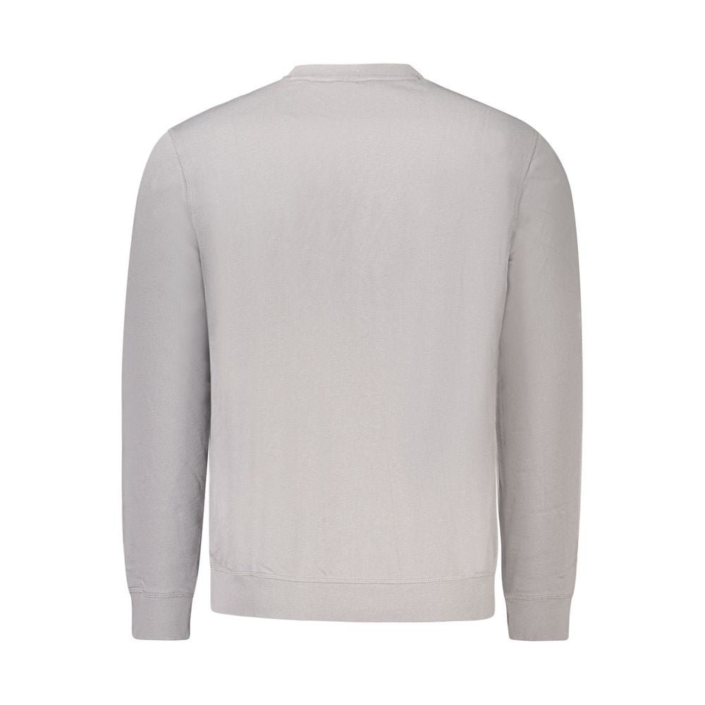 Back view of Hugo Boss Gray Cotton Men Sweater showcasing crew neck and sleek design, crafted from premium cotton for comfort and style.