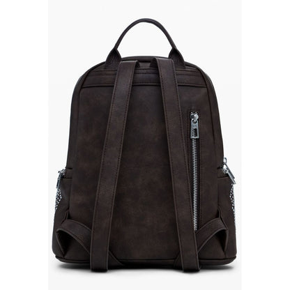 Back view of Desigual Brown Polyethylene Women Backpack showing straps and zipper details.