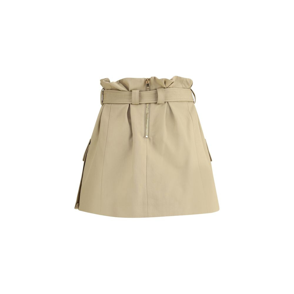 Balmain Beige Cotton Mini Skirt