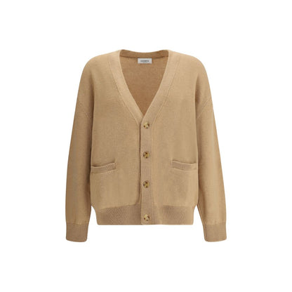 Laneus Beige Merino Wool Cardigan with V-neck, button closure, and pockets