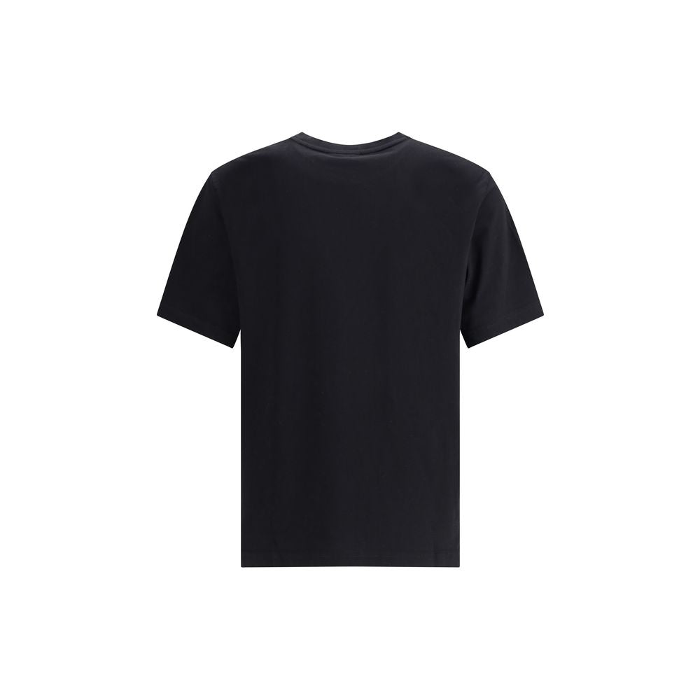 Maison Kitsuné Black Cotton T-Shirt back view featuring short sleeves and ribbed crew neck.