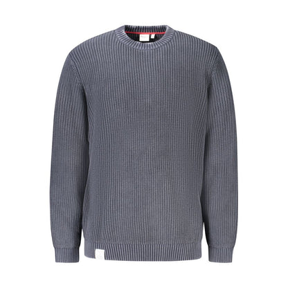 Pepe Jeans Blue Cotton Men Sweater with eco-conscious design and logo, crafted from sustainable cotton for style and comfort.