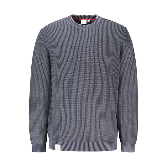 Pepe Jeans Blue Cotton Men Sweater with eco-conscious design and logo, crafted from sustainable cotton for style and comfort.