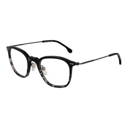 Lozza Black Metal Glasses (Frames) unisex full-rim square style with demo lenses, size 48-21-140, featuring black metal frame.