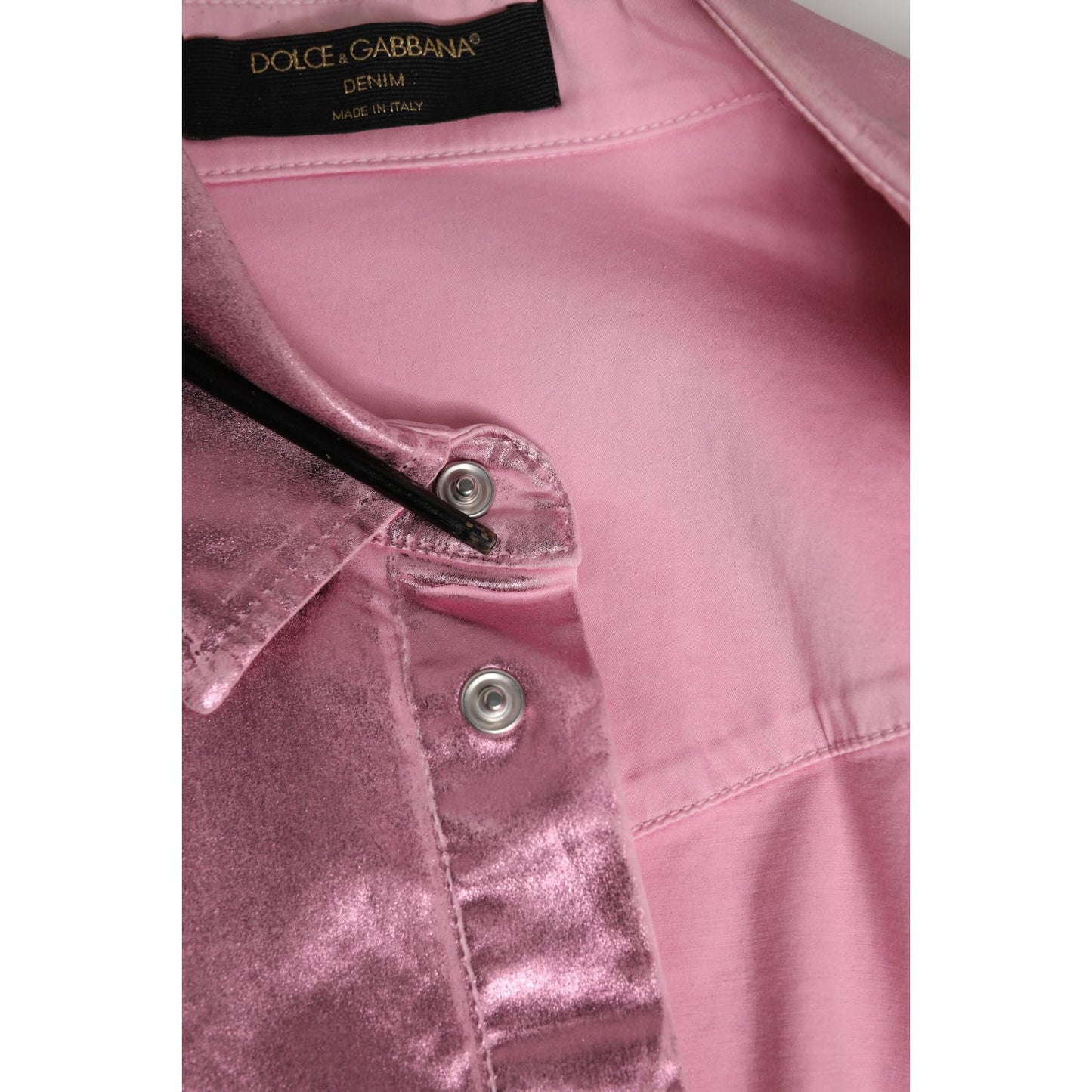 Dolce & Gabbana Pink Cotton Stretch Collared Cropped Jacket