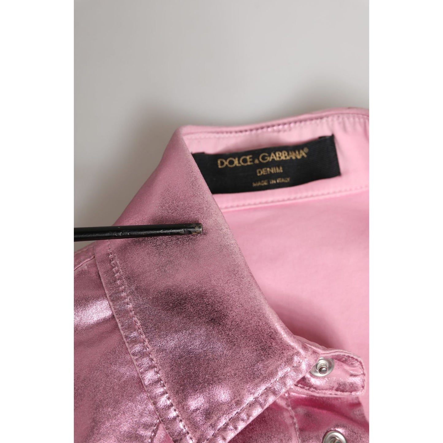 Dolce & Gabbana Pink Cotton Stretch Collared Cropped Jacket