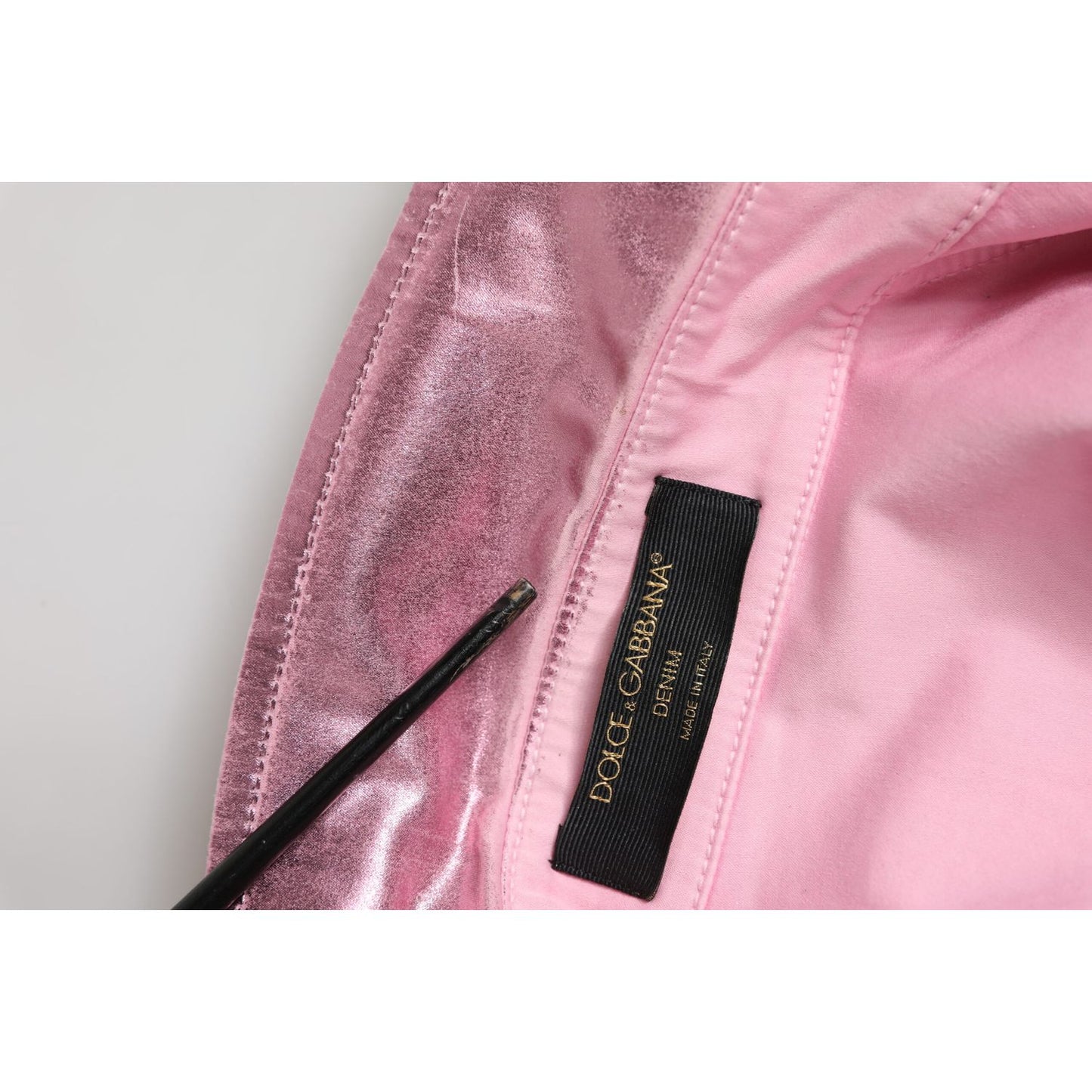 Dolce & Gabbana Pink Cotton Stretch Collared Cropped Jacket