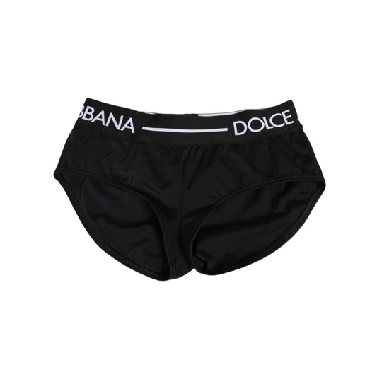Dolce & Gabbana Black Nylon Logo Waistband Shorts Underwear