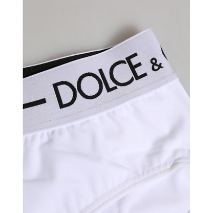 Dolce & Gabbana White Nylon Logo Waistband Shorts Underwear