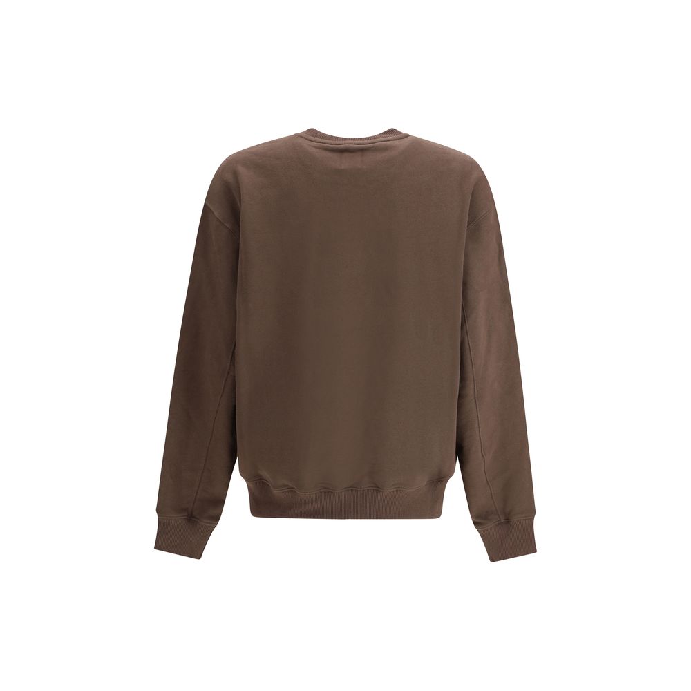 Back view of New Balance Brown Cotton Sweatshirt with ribbed cuffs and hem, showcasing a minimalist design for casual wear.