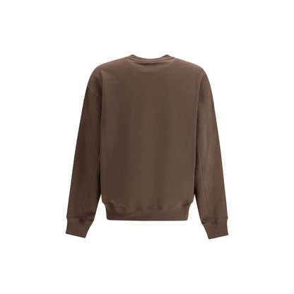 Back view of New Balance Brown Cotton Sweatshirt with ribbed cuffs and hem, showcasing a minimalist design for casual wear.