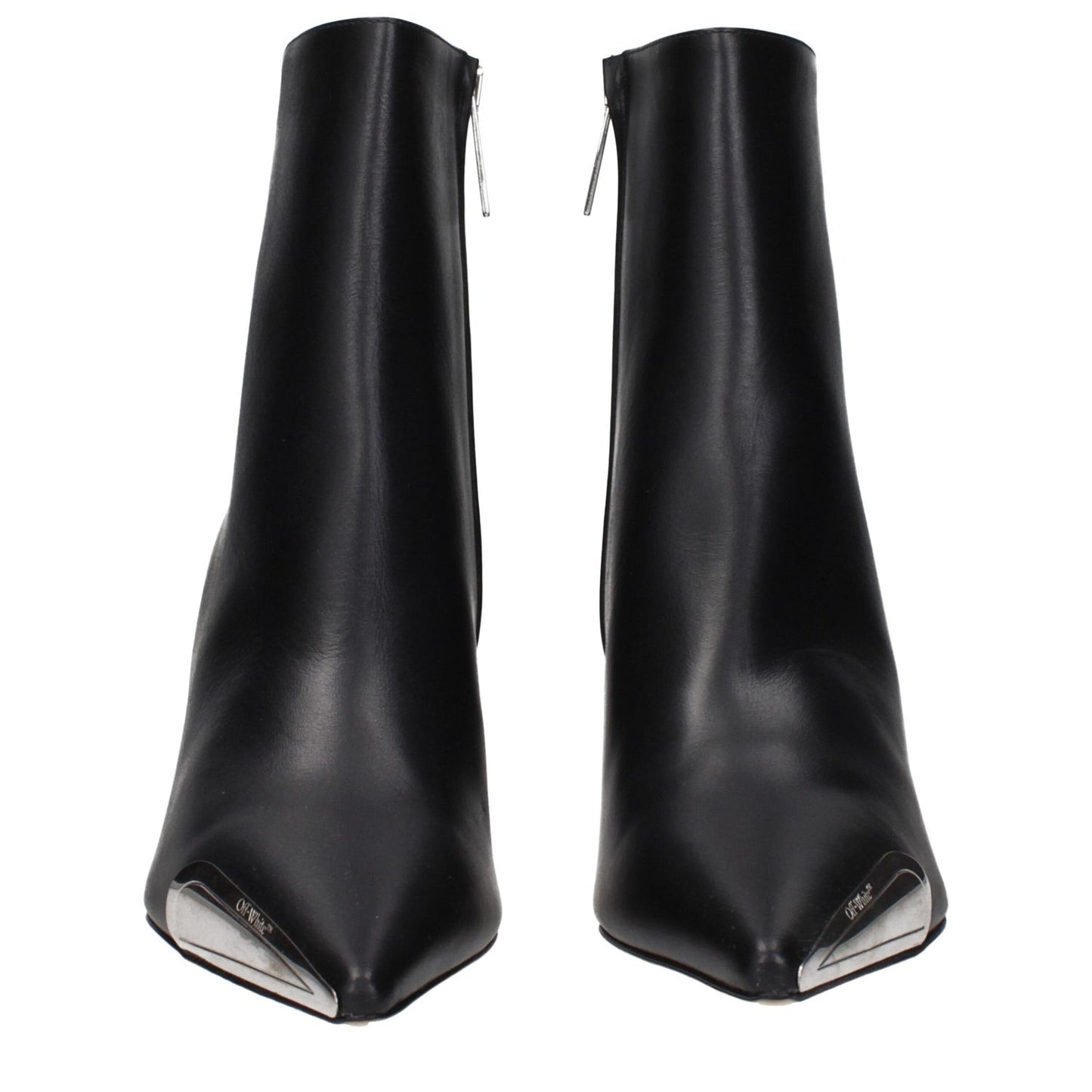 Off-White Black Leather Ankle Boots