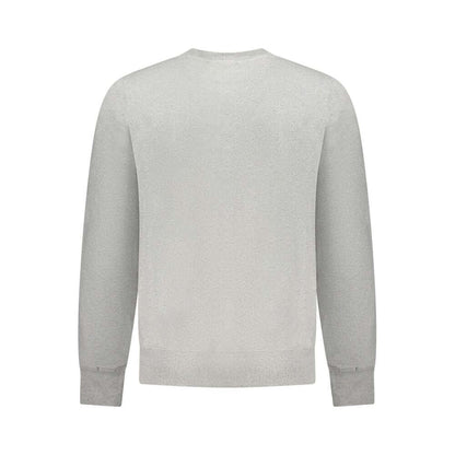 Back view of Accademia Militare Gray Cotton Men's Sweater showcasing its sustainable design and comfortable crew neck style.
