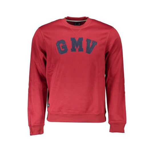 Gianmarco Venturi Red Cotton Sweatshirt with long sleeves, fleece fabric, crew neck, and embroidered logo.
