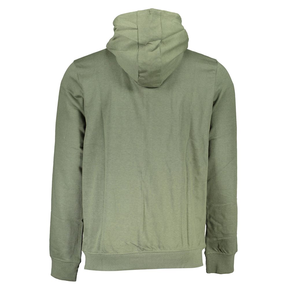 Gianmarco Venturi Green Cotton Sweatshirt - Long-sleeved hooded with zip, brushed design, 2 central pockets, logo application