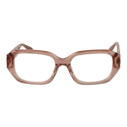 Trussardi Pink Acetate Glasses (Frames) for women, full-rim rose square design with demo plastic lenses, spring hinge, size 52-17-145.