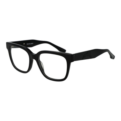 Trussardi Black Acetate Glasses (Frames) with full-rim square style, black color, and spring hinges. Includes branded case.