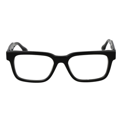 Trussardi Black Acetate Glasses (Frames) - Unisex full-rim black rectangle acetate frame with spring hinges and demo plastic lenses.