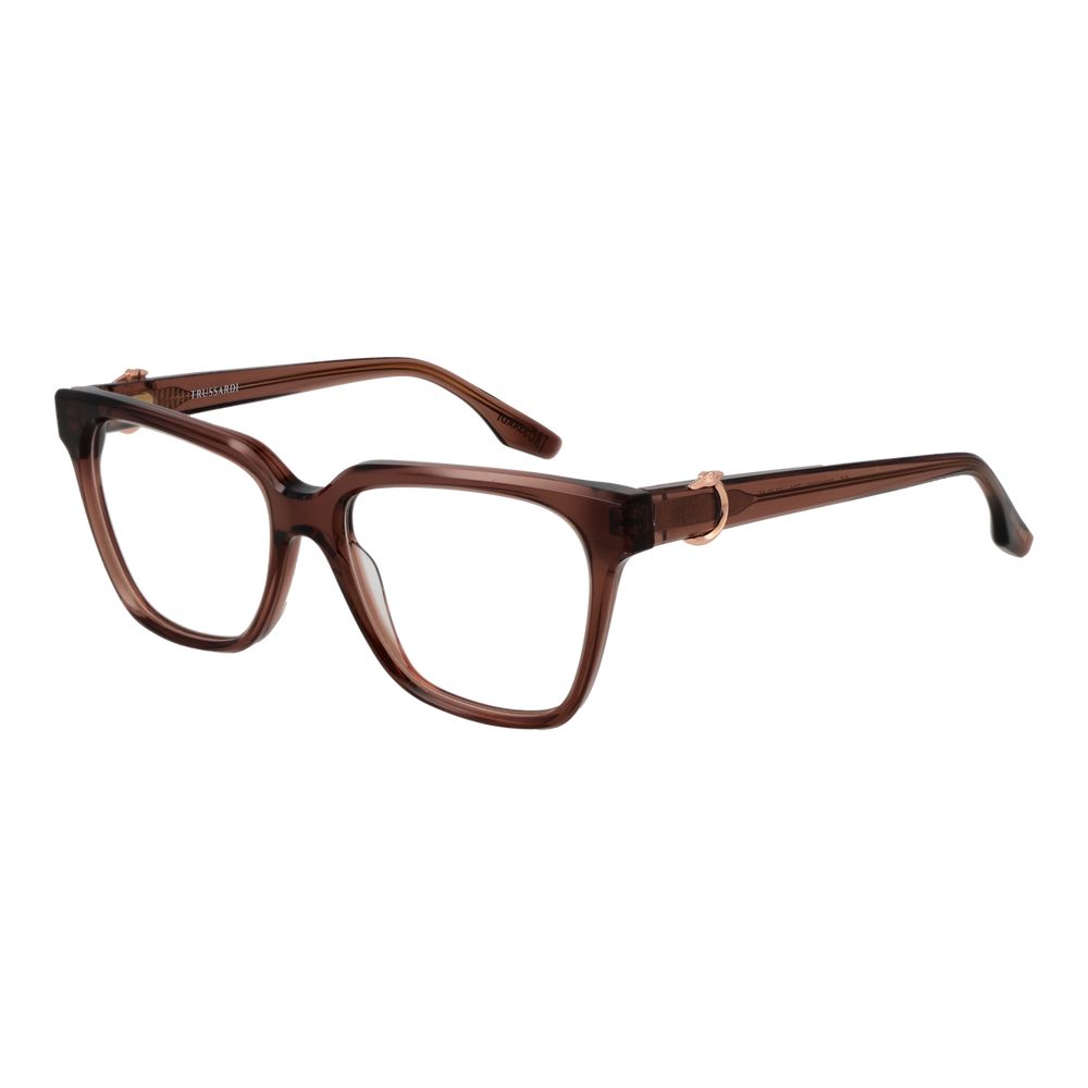 Trussardi Brown Acetate Glasses (Frames) women's square full-rim brown frame eyeglasses with branded case included.