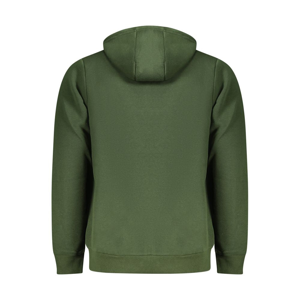 Back view of Norway 1963 Green Cotton Sweatshirt with hood and central pocket for men.