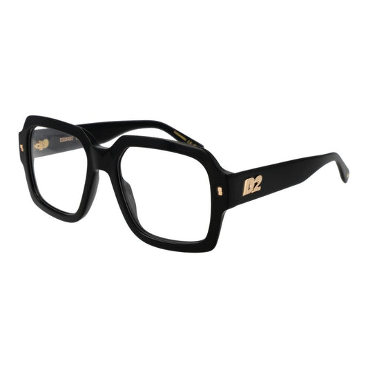 Dsquared² Black Acetate Glasses (Frames) full-rim square style for men, black frame, 54-0-145 size, branded case included.