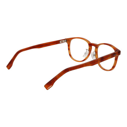 Hugo Boss Brown Acetate Glasses (Frames) in panto style with full-rim design and spring hinges, lens size 52-20-145 for men.