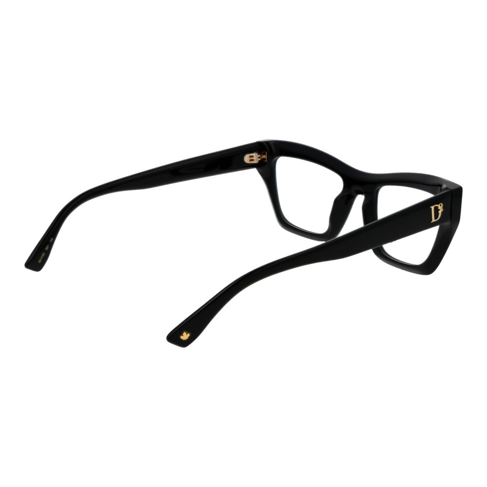 Dsquared² Black Acetate Glasses (Frames) for women, full-rim cat eye style, 52-20-145 size, acetate material, no lens effect.