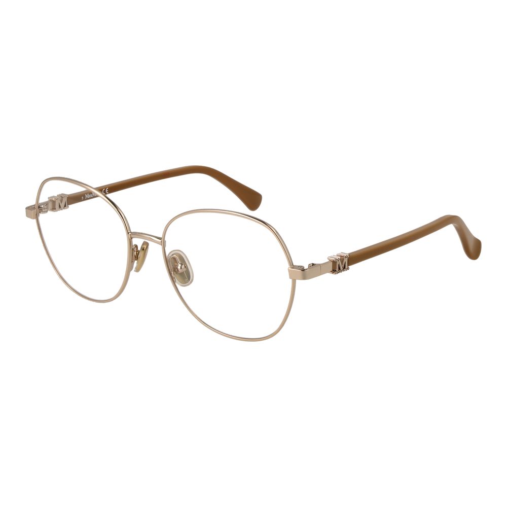 Max Mara Gold Metal Glasses (Frames), women's butterfly style, full-rim, gold metal frame with demo plastic lenses, size 54-17-140.