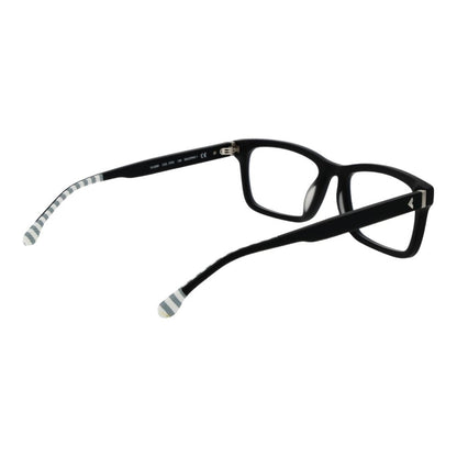 Lozza Black Acetate & Plastic Glasses (Frames) for men with full-rim rectangle style in black. Includes branded case, non-spring hinge.