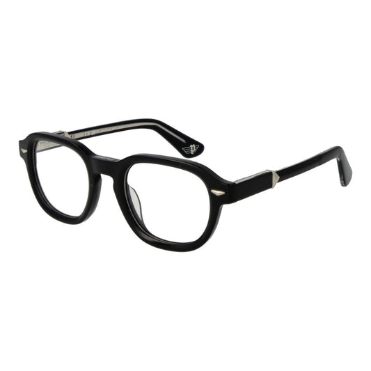 Police Black Cellulose Acetate Glasses (Frames) full-rim men’s eyewear with black temples and demo lenses.