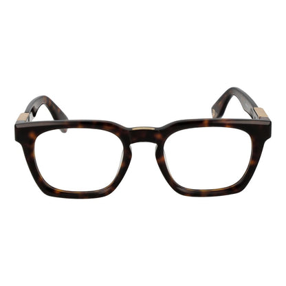 Police Brown Cellulose Acetate Glasses (Frames) for men, square full-rim style, 53 size, with demo lenses, no spring hinge included.