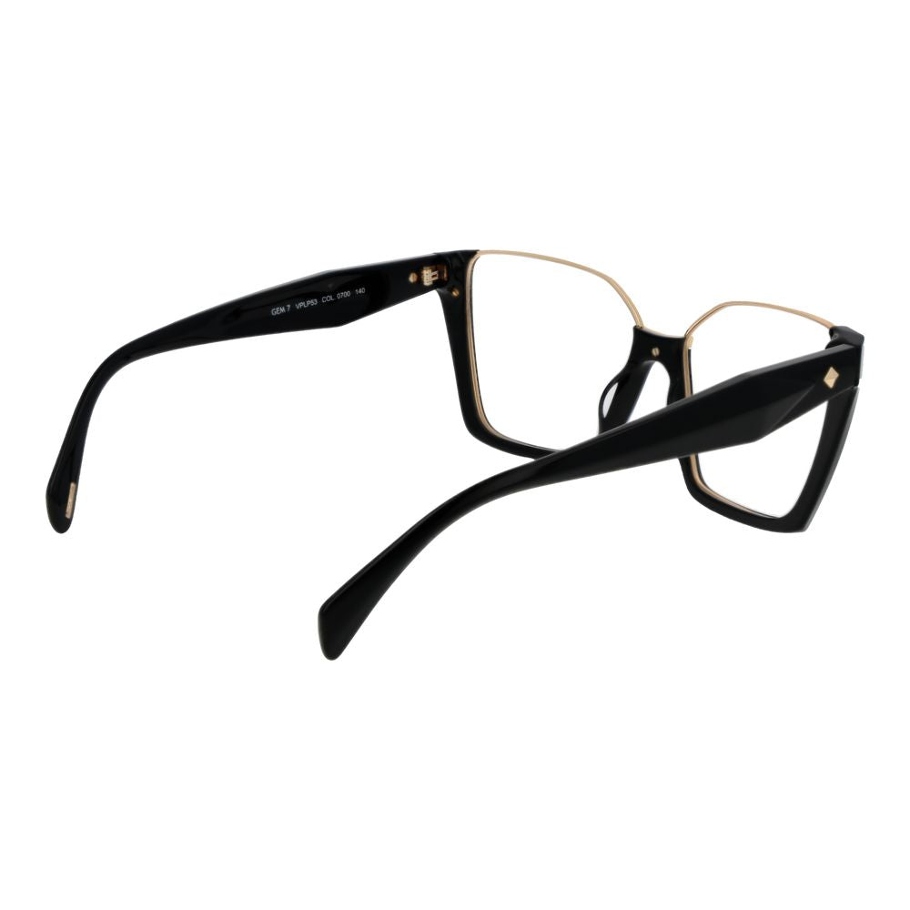 Police Black Cellulose Acetate Glasses (Frames) square full-rim black eyewear for women, acetate frame, image of glasses
