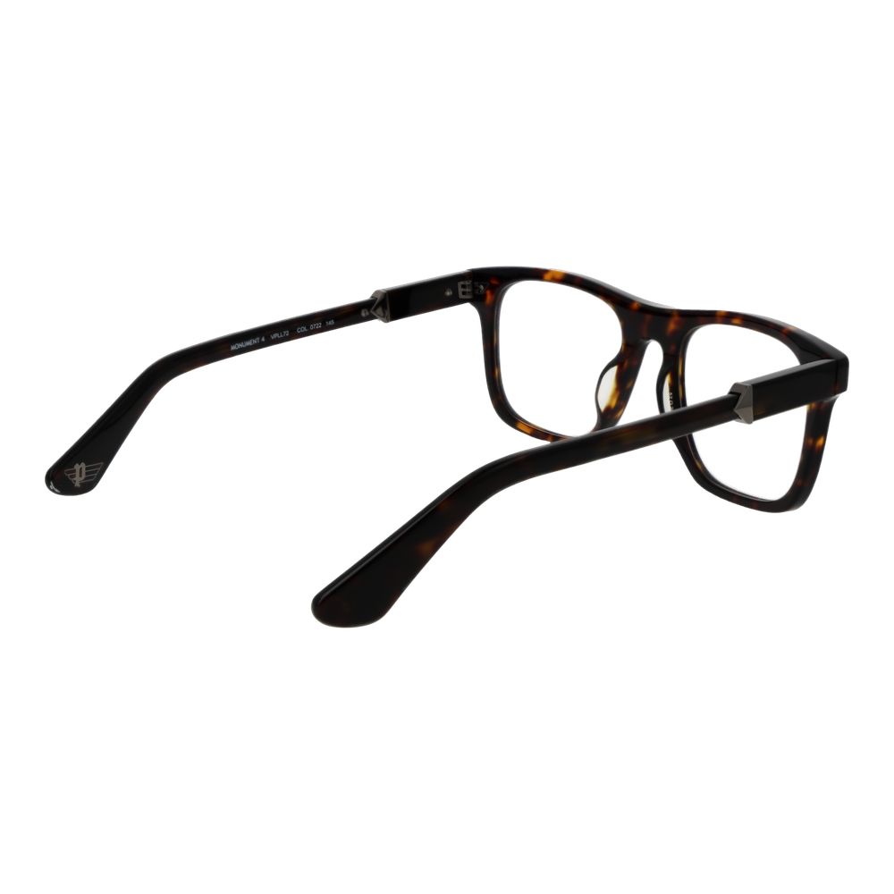 Police Brown Cellulose Acetate Glasses (Frames) with square full-rim design, demo lenses, and branded case for men.