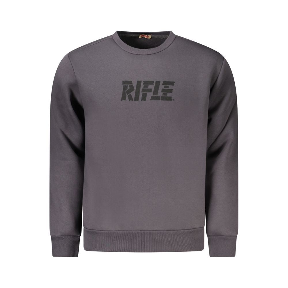 Rifle Gray Cotton Sweatshirt with crew neck, long sleeves, and logo print design