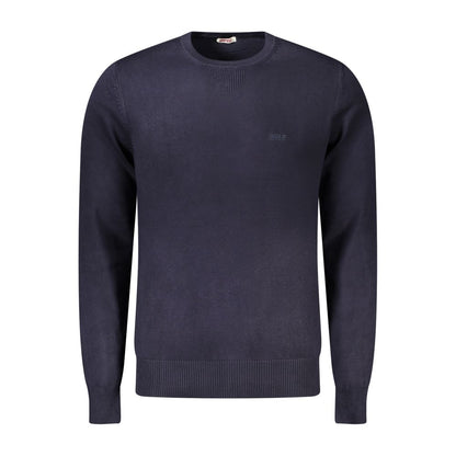Rifle Blue Nylon Sweater, long-sleeved, crew neck with embroidery and logo, stylish and versatile for men.