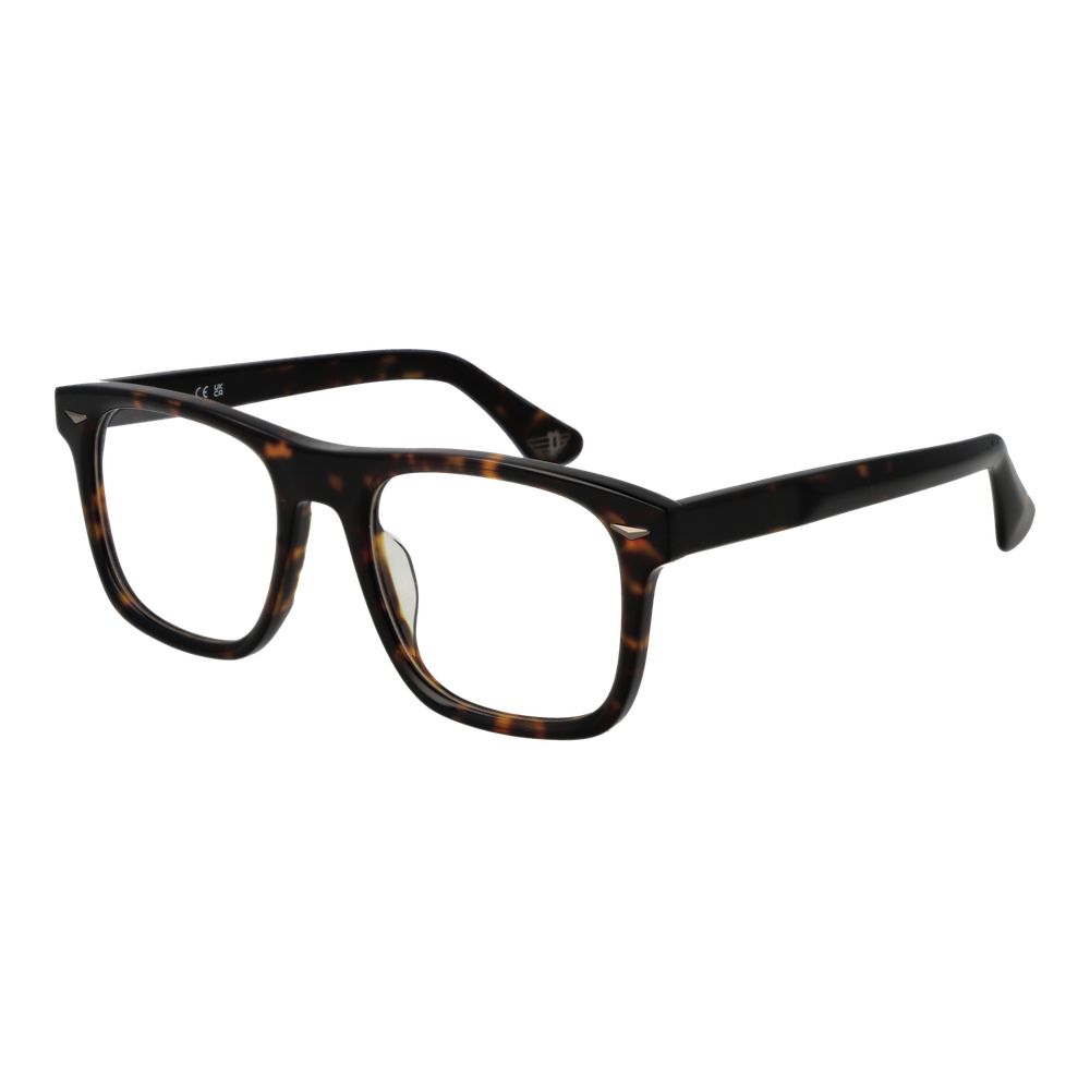 Police Brown Cellulose Acetate Glasses (Frames) for men, full-rim square design, brown frame, demo lenses, size 52-20-145.