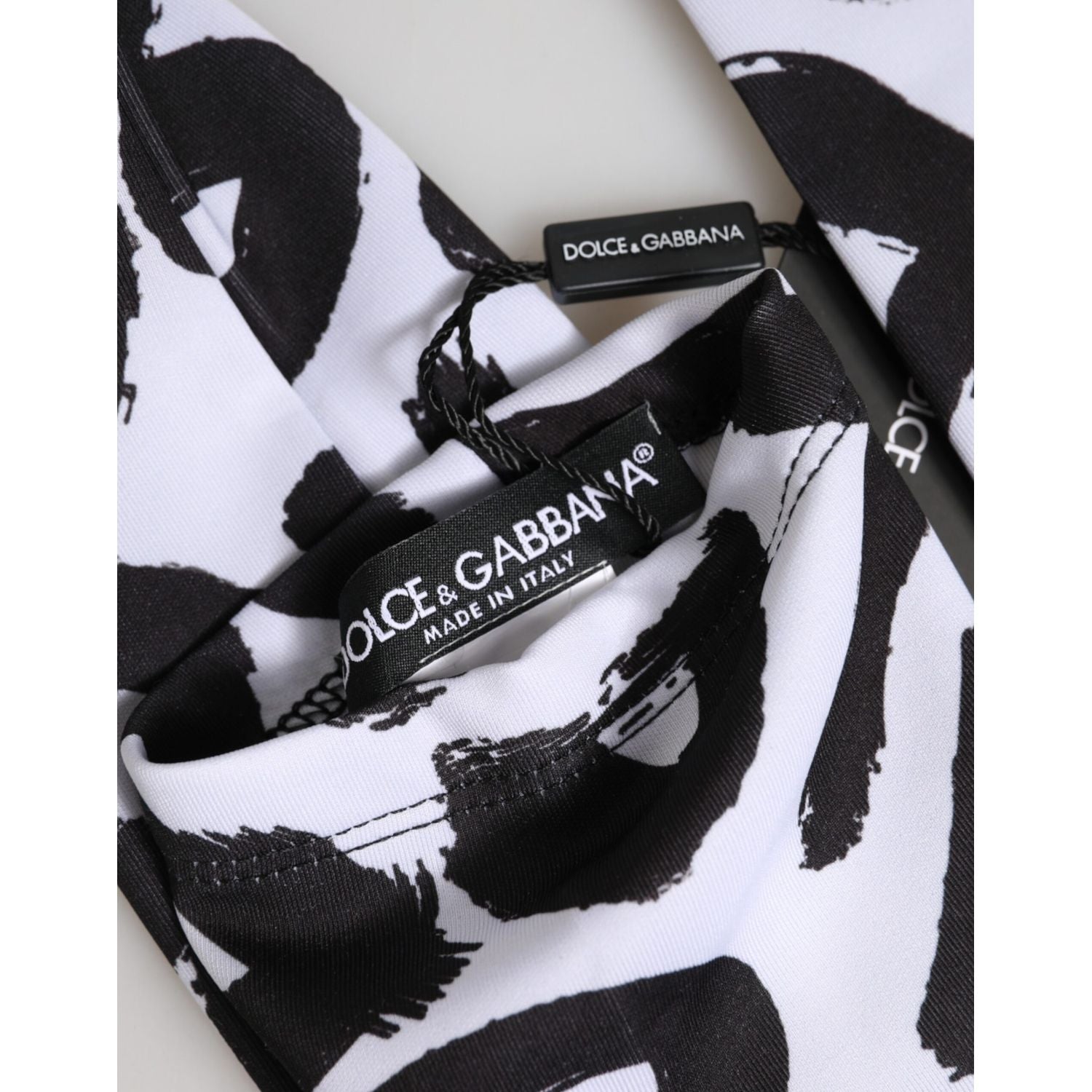 Dolce & Gabbana Black White DG Logo Elbow Length Mitten Gloves