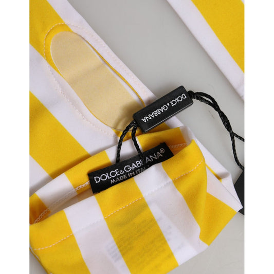 Dolce & Gabbana Yellow White Nylon Fingerless Wrist Length Gloves