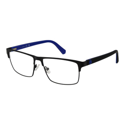 Guess Black Metal Glasses (Frames) - men's full-rim rectangle style with metal frame and demo lenses.