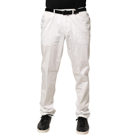 Domenico Tagliente White Tapered Dress Formal Trouser Pants