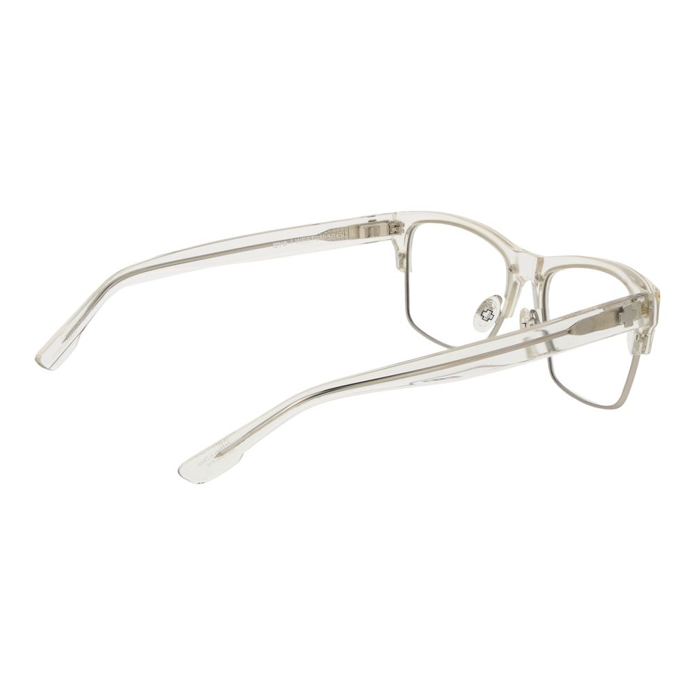 Spy Transparent Plastic Glasses (Frames), unisex full-rim rectangle style with demo lenses, transparent frame, size 55-17-145.