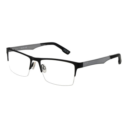 Spy Black Plastic Glasses (Frames) unisex half-rim black rectangular frame with demo lenses, spring hinge, includes branded pouch