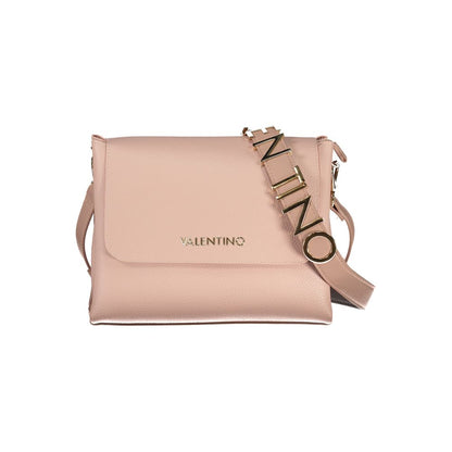 Mario Valentino Pink Polyethylene Handbag with removable shoulder handle, compartments, and logo.