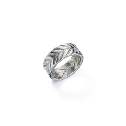 AN JEWELS JEWELRY Mod. AA.R256S-10 elegant silver ring with intricate leaf pattern design.