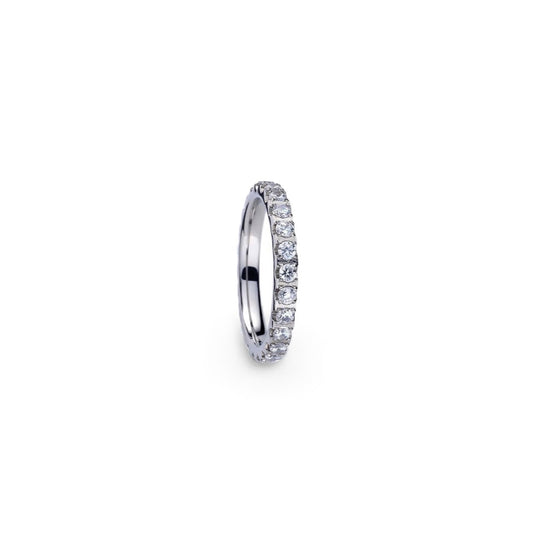 Alt Tag: Elegant AN JEWELS JEWELRY Mod. AR.R1NS10SCZ-8 silver ring with sparkling stones on white background