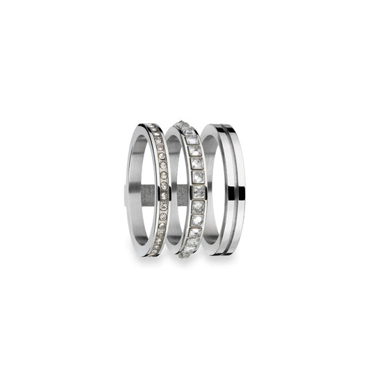 AN JEWELS JEWELRY Mod. AR.R3NS01SC-8 silver ring set with crystals and sleek design