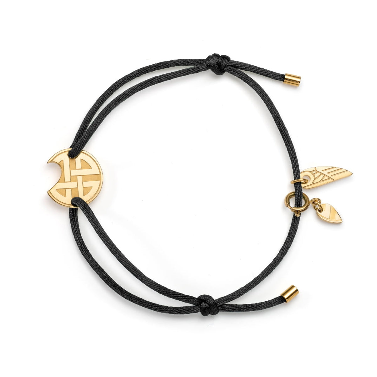 AN JEWELS JEWELRY Mod. AV.BGLBGGBK black cord bracelet with gold accents