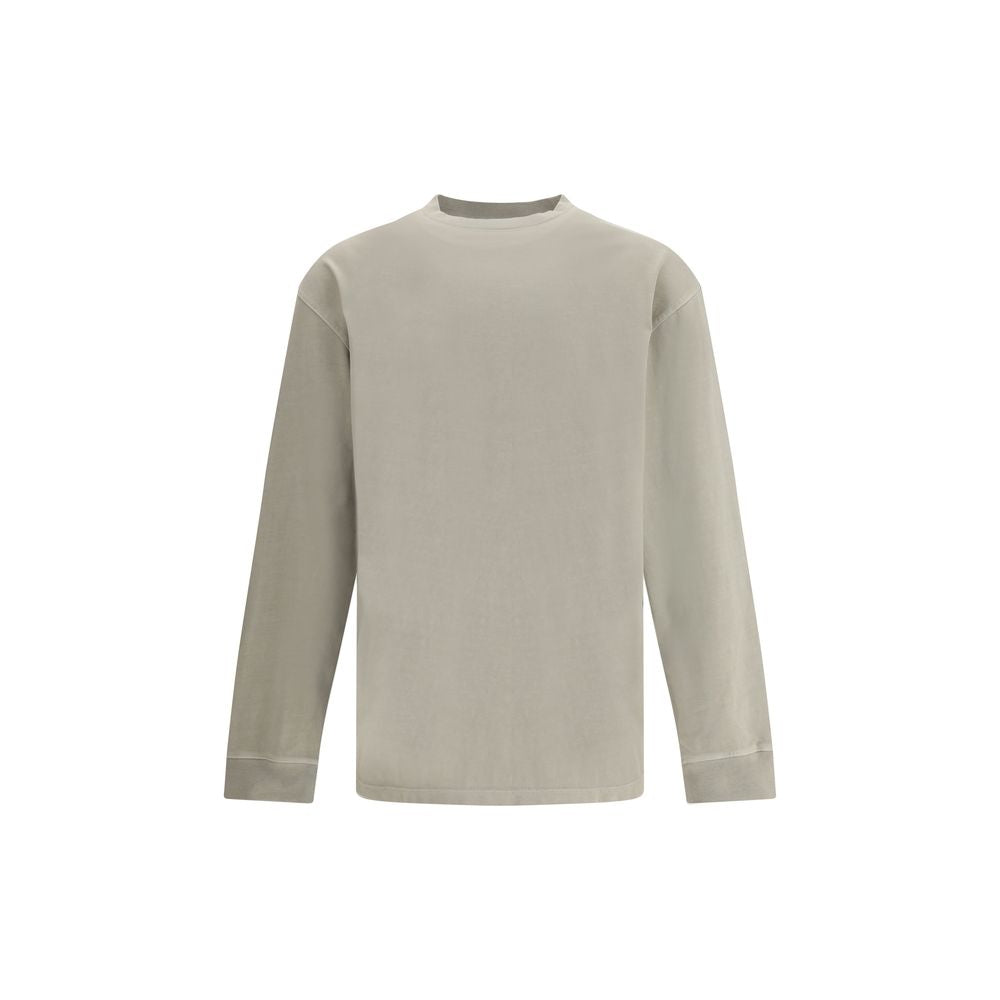 Agolde Beige Cotton Sportswear long sleeve T-shirt with ribbed neck and elasticized cuffs, 100% cotton, perfect for casual refined look.